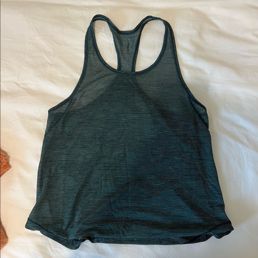 Lululemon Mesh Teal Striped Racerback Tank Top, Size 4, Color: Teal